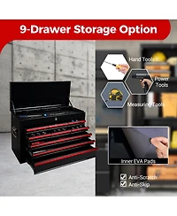 Streamdale Furniture Heavy Duty 24-Inch 9-Drawer Metal Tool Box with Ball Bearing Slides