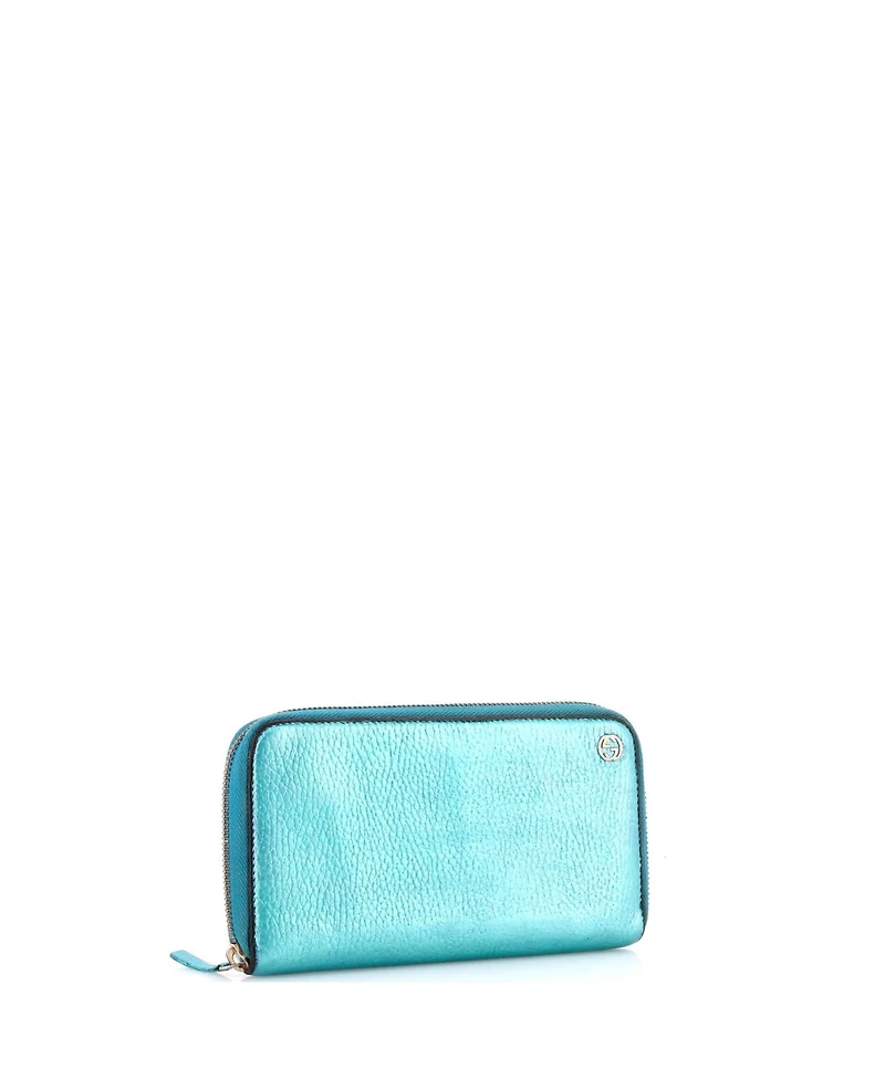Pre-Owned Gucci Gg Marmont Zip Around Wallet Leather