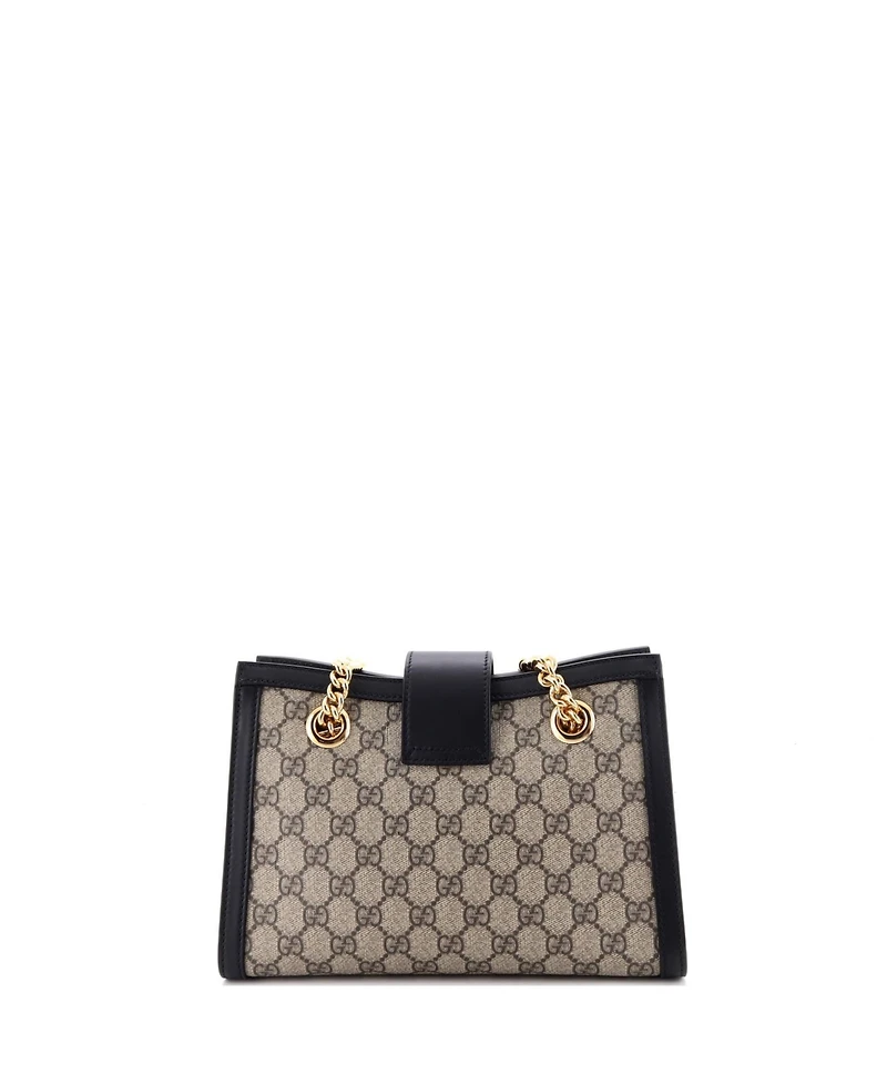 Pre-Owned Gucci Small Padlock Chain Tote Gg Coated Canvas with Leather
