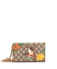 Pre-Owned Gucci Chain Wallet Tian Print Gg Coated Canvas