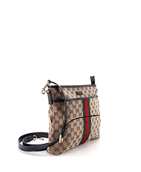 Pre-Owned Gucci Small Front Pocket Web Messenger Gg Canvas