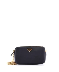 Pre-Owned Prada Mini Double Zip Wallet on Chain Crossbody Saffiano Leather