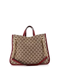 Pre-Owned Gucci Medium Horsebit 1955 Chain Tote Gg Canvas with Leather