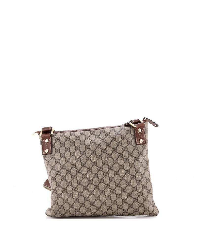 Pre-Owned Gucci Large Web Loop Flat Messenger Gg Coated Canvas