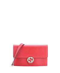 Pre-Owned Gucci Interlocking Wallet on Chain Leather