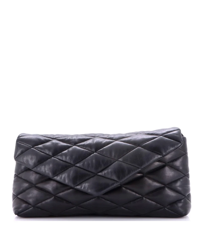 Pre-Owned Saint Laurent Large Sade Puffer Envelope Clutch Quilted Leather