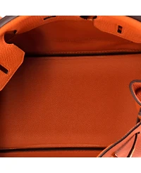 Pre-Owned Hermes Birkin 30 Handbag Orange Clemence with Gold Hardware