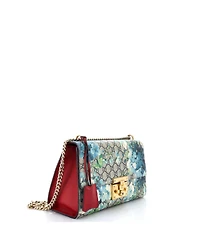 Pre-Owned Gucci Medium Padlock Shoulder Bag Blooms Print Gg Coated Canvas