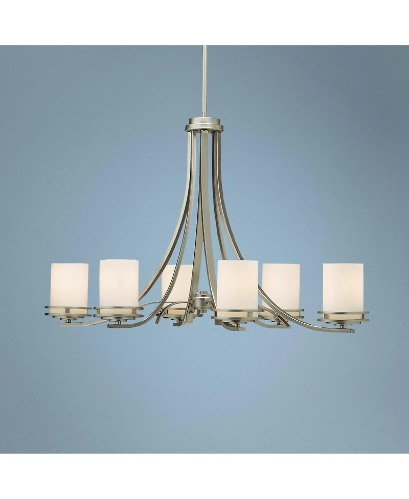 Kichler Hendrik 36" Wide 6-Light Nickel and Glass Oval Chandelier