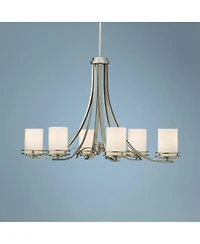 Kichler Hendrik 36" Wide 6-Light Nickel and Glass Oval Chandelier
