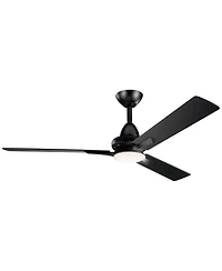 52" Kichler Kosmus Satin Black Led Ceiling Fan with Remote