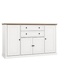 58" Farmhouse Sideboard Buffet Cabinet with 2 Drawers and 4 Barn Doors, Coffee Bar Console
