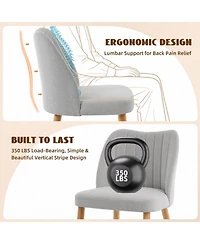 Wood Dining Chairs Set of 6, Armless Dining Chairs with Backrest, Upholstered Dining Chairs Modern Fabric Kitchen Chairs with Wooden Leg for Kitchen