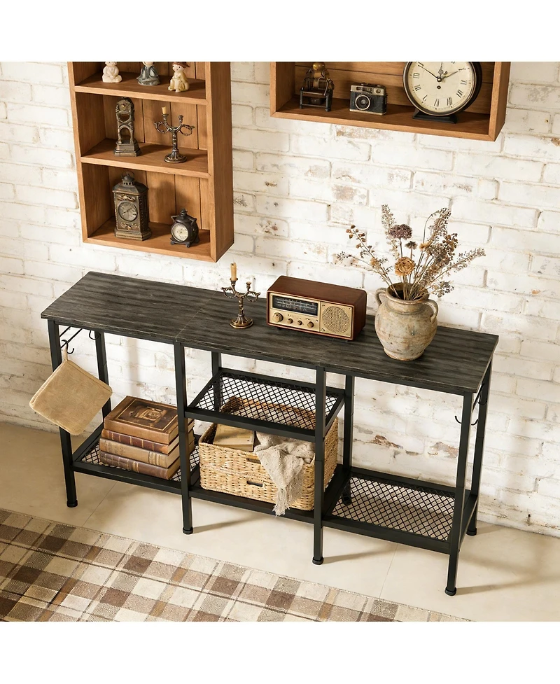55" Tv Stand with Open Storage and Cable Management