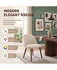 Wooden Dining Chairs Set of 4, Modern Fabric Dining Chairs, Upholstered Chairs with Wood Legs, Curved Thick Backrest for Kitchen Dining Room