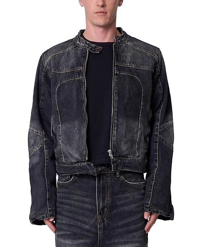 mnml Men's Panelled Moto Denim Jacket