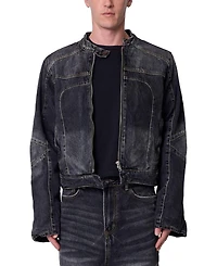 mnml Men's Panelled Moto Denim Jacket