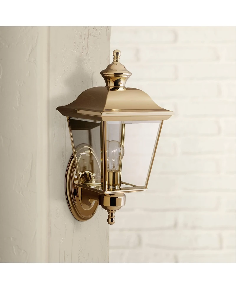 Kichler Polished Brass 15 1/2" Traditional Lantern Outdoor Wall Light