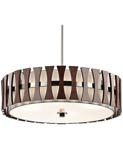 Kichler Cirus 24" Wide Auburn Wood Convertible Pendant Light