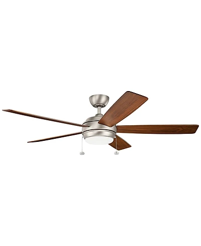 60" Kichler Starkk Brushed Nickel Led Ceiling Fan with Pull Chain