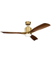 Kichler 52" Ridley Natural Brass Led Ceiling Fan with Cherry Blades