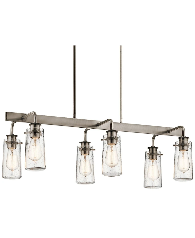 Kichler Braelyn 34" Rustic Pewter 6-Light Kitchen Island Chandelier