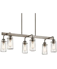 Kichler Braelyn 34" Rustic Pewter 6-Light Kitchen Island Chandelier
