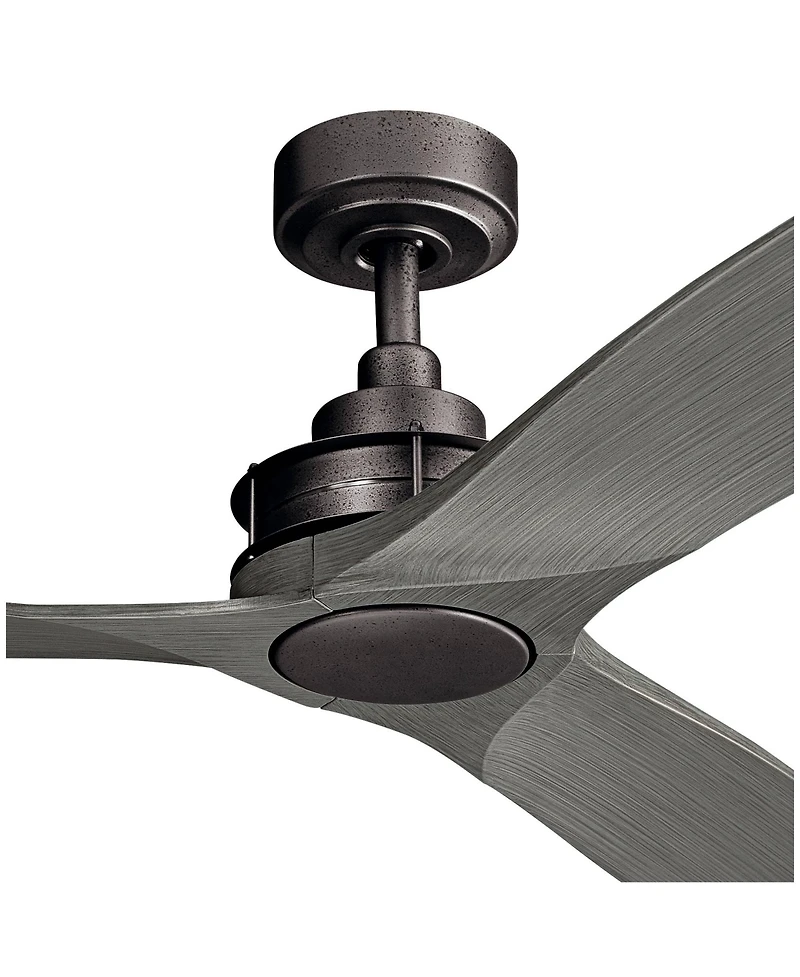56" Kichler Ried Driftwood Anvil Iron Ceiling Fan with Wall Control