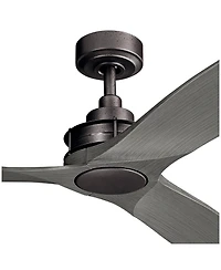 56" Kichler Ried Driftwood Anvil Iron Ceiling Fan with Wall Control