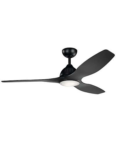 60" Kichler Jace Satin Black Damp Rated Led Fan with Wall Control