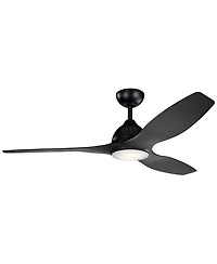 60" Kichler Jace Satin Black Damp Rated Led Fan with Wall Control