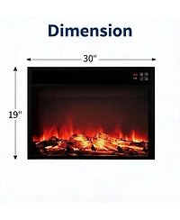 Electric Fireplace Insert 30 Inch Remote Control for Tv Stand Fits TVs Up to 65 Inches Overheating Protection 8H Timer Digital Display Black