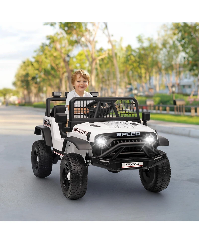 12V Ride On Electric Car for Kids with Remote Control 3 Speed Modes Music Led Lights Safety Belt Battery Powered Vehicle for Ages 3-6