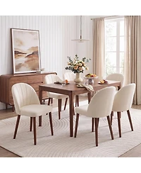 Dining Chairs Set of 6, Modern Upholstered Fabric Kitchen Chairs, Curved High Back, Thick Padded Seat and Wooden Frame, Side Chairs for Restaurant