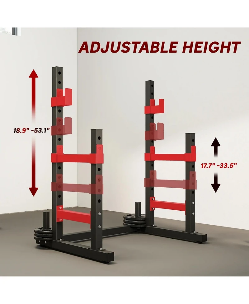 Sevorley Adjustable Squat Rack Stand with Dual Barbell Holders, Safety Spotters and Plate Storage, 660 lb Capacity