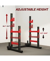 Sevorley Adjustable Squat Rack Stand with Dual Barbell Holders, Safety Spotters and Plate Storage, 660 lb Capacity