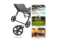 Boyel Living Patio Lounge Chair with Wheels Neck Pillow Aluminum Frame Adjustable