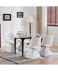 Flynama Set of 2 Swivel Dining Chairs, Faux Leather Modern Accent Chairs, High Back Kitchen Seating