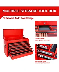 Streamdale Furniture 24-Inch Heavy Duty 9-Drawer Metal Tool Box and Chest with Eva Liners