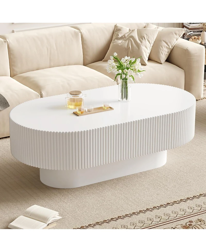 Streamdale Furniture 48.4" Fluted Farmhouse Oval Coffee Table