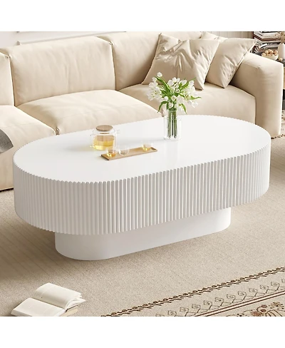 Streamdale Furniture 48.4" Fluted Farmhouse Oval Coffee Table