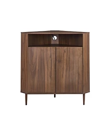 Streamdale Furniture Modern Narrow Wooden Corner Storage Cabinet with Power Strip