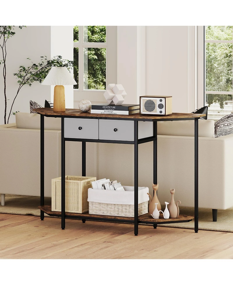 Slickblue Modern Console Table with 2 Drawers and Open Storage