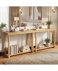 Slickblue 2-Tier Narrow Console Table 46" Solid Wood Farmhouse Style