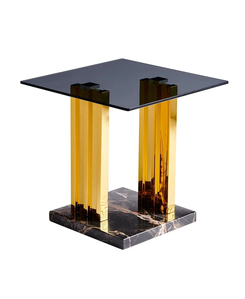 Streamdale Furniture Modern Glass and Marble Side Table with Legs
