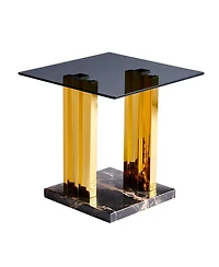 Streamdale Furniture Modern Glass and Marble Side Table with Legs