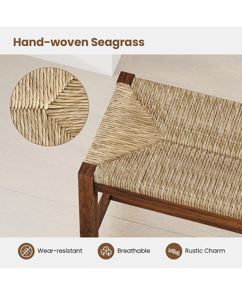 Slickblue 40" Wooden Bench with Solid Rubber Wood Frame