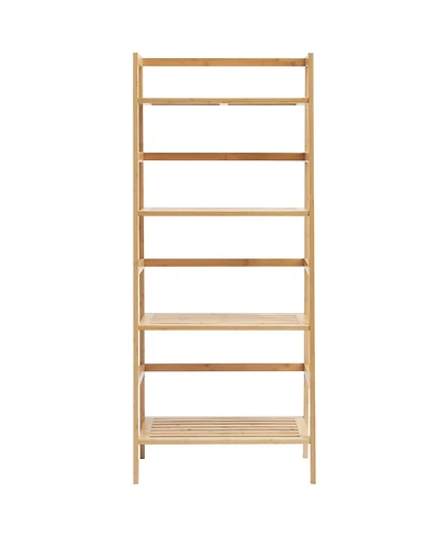 Slickblue 4-Tier Wicker Ladder Shelf, Freestanding Open Bookcase with Display Shelves for Home Office