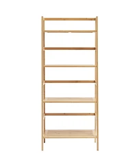 Slickblue 4-Tier Wicker Ladder Shelf, Freestanding Open Bookcase with Display Shelves for Home Office