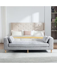 Streamdale Furniture Modern Upholstered Chenille Daybed with Armrests and Bolster Pillows
